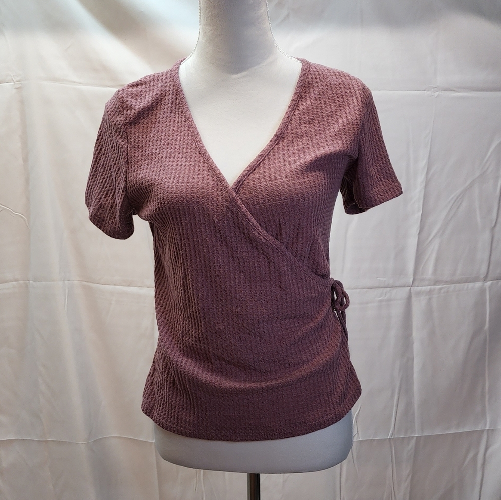 Women’s Wrap Front Short Sleeve Top - Mauve